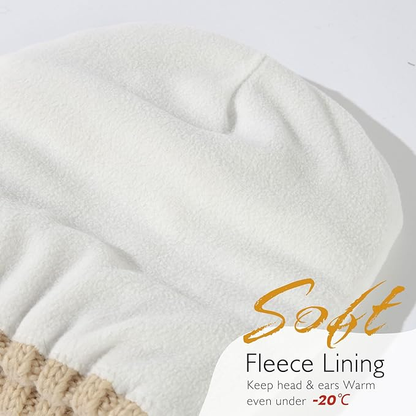 100% Merino Wool Slouchy Beanie for Women – Fleece Lined Warm Winter Knit Hat