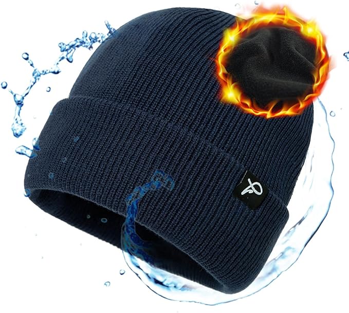Noah WeatherGuard Waterproof Beanie – Fleece Lined Warm Winter Hat for Large Heads