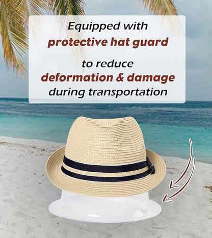 Oversized XL/XXL Straw Fedora Sun Hat, Panama Derby Packable