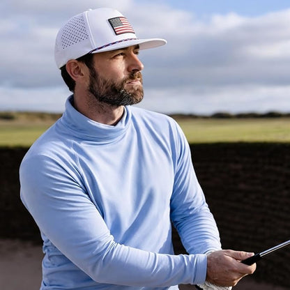 White Red Flag Flat Bill Golf Cap UVCoolix™ Snapback
