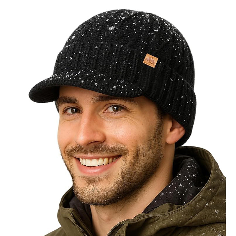 DryKnit™ Waterproof Merino Wool Beanie with Brim – Fleece Lined Winter Hat