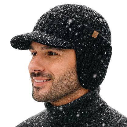 DryKnit™ Waterproof Merino Wool Beanie with Ear Flaps – Fleece Lined Winter Hat with Brim