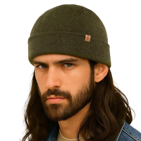 PolarWool™ Merino Wool Fisherman Beanie – Double Layer Knit Hat for Large Heads