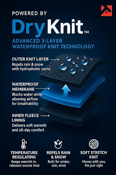 DryKnit™ x Polartec® Waterproof Merino Wool Beanie with Ear Flaps – Fleece Lined Winter Hat