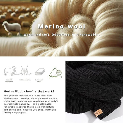 DryKnit™ Waterproof Wool Blend Beanie with Brim – Fleece Lined Warm Winter Hat for Large Heads