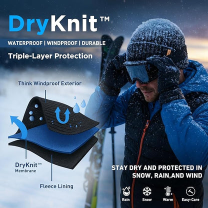 DryKnit™ Waterproof Fleece Lined Thermal Beanie Hat