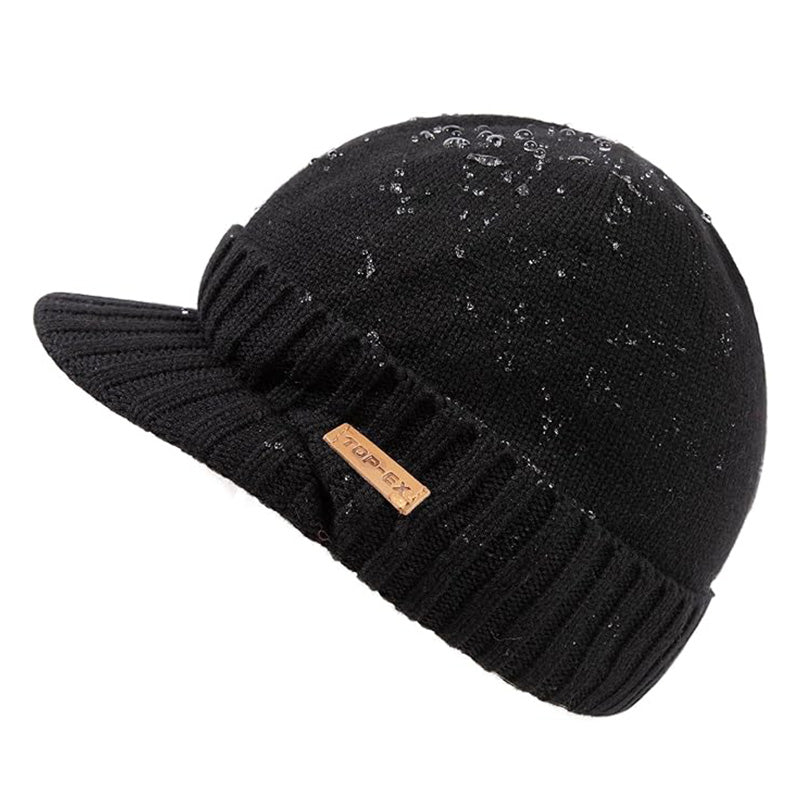 DryKnit™ Waterproof Merino Wool Beanie with Brim – Fleece Lined Winter Hat