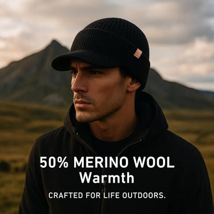PolarWool™ Fleece-Lined Merino Beanie with Brim