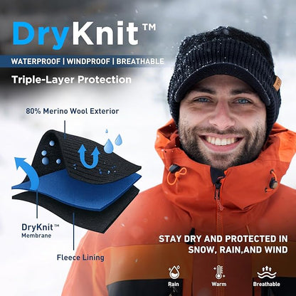 DryKnit™ x Polartec® | Waterproof Earflap Beanie Merino Wool