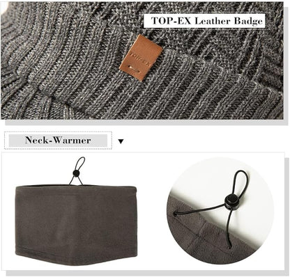 DryKnit™ Waterproof Merino Wool Beanie & Neck Warmer Set – Fleece Lined Winter Hat