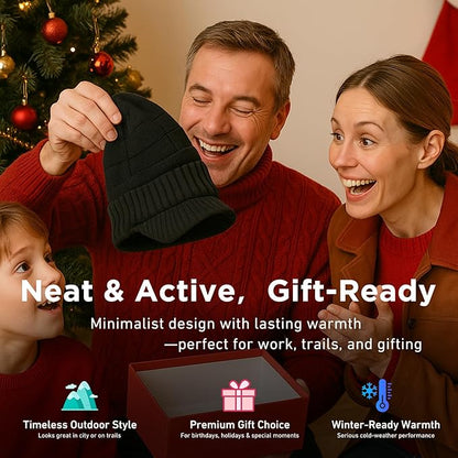 DryKnit™ Waterproof Merino Wool Beanie with Brim – Fleece Lined Winter Hat for Large Heads