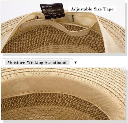 Oversized XS–XXXL Packable Panama Fedora Straw Sun Hat