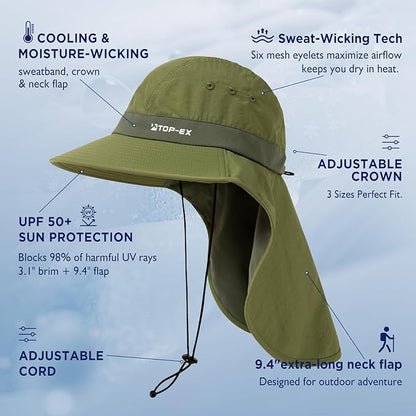 UvCoolix™ Sun Hat with Neck Flap UPF 50+ Wide Brim
