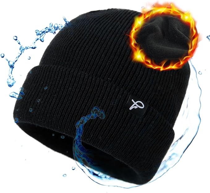 Noah WeatherGuard Waterproof Beanie – Fleece Lined Warm Winter Hat for Large Heads