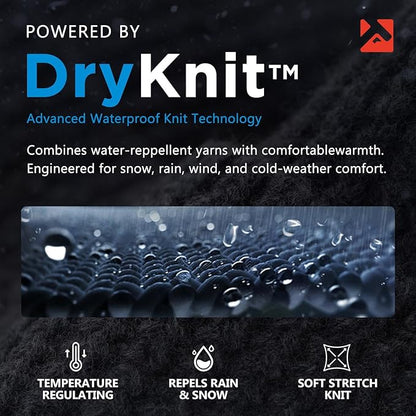 DryKnit™ Waterproof Wool Blend Beanie with Brim – Fleece Lined Warm Winter Hat for Large Heads