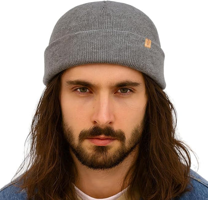 PolarWool™ Merino Wool Fisherman Beanie – Double Layer Knit Hat for Large Heads