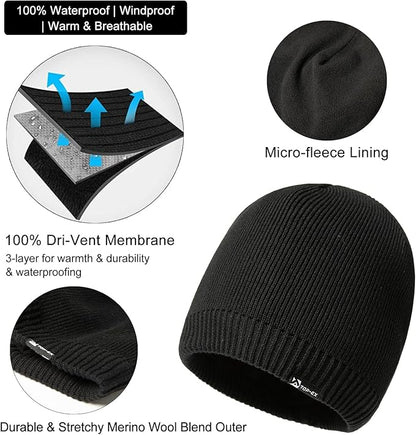 DryKnit™ x Polartec® Waterproof Wool Beanie – Warm, Breathable & Fleece Lined