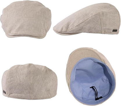 100% Linen Flat Cap with Cotton Lining
