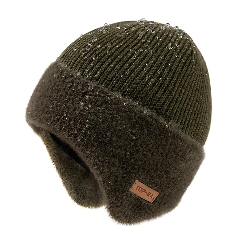 DryKnit™ Waterproof Merino Wool Beanie with Ear Flaps – Fleece Lined Winter Hat