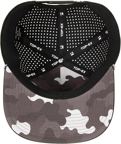 Grey Camo Black American Flag Flat Bill Golf Cap