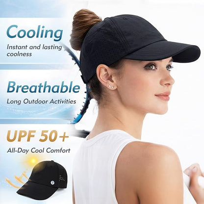 ChicPony™ Cooling Ponytail Sports Cap UPF 50+