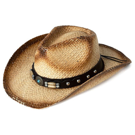 Khaki Straw Western Cowboy Hat with Shapeable Brim