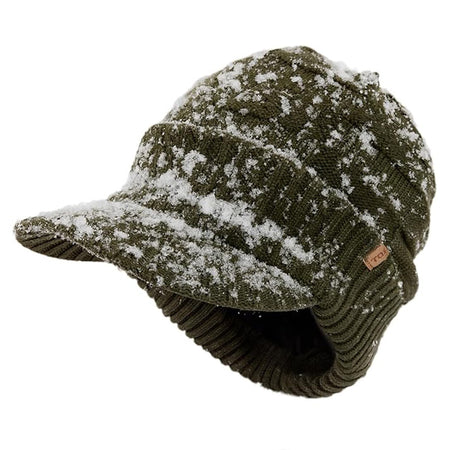 DryKnit™ Waterproof Merino Wool Beanie with Brim – Fleece Lined Winter Hat for Large Heads