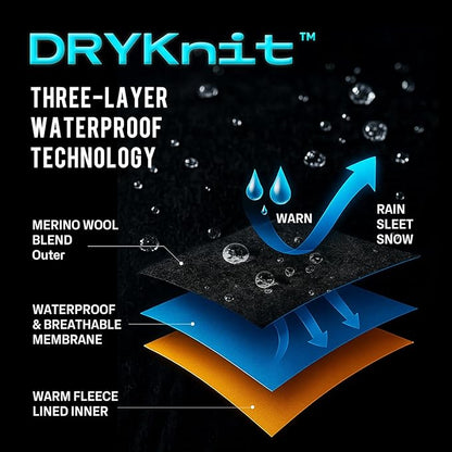 DryKnit™ Waterproof Merino Wool Beanie – Fleece Lined Warm Winter Hat for Large Heads