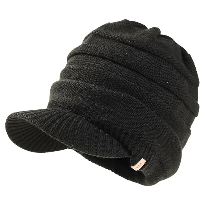 DryKnit™ Waterproof Wool Blend Beanie with Brim – Fleece Lined Warm Winter Hat for Large Heads