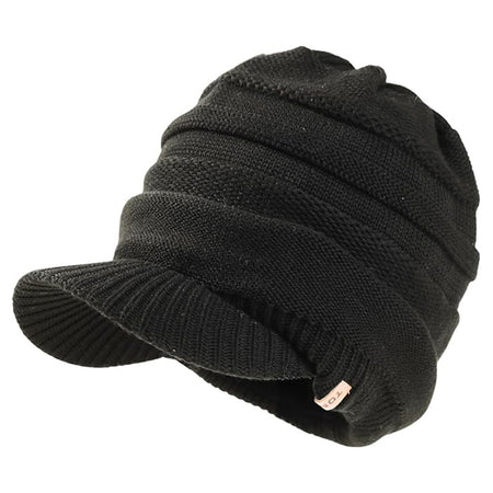 DryKnit™ Waterproof Wool Blend Beanie with Brim – Fleece Lined Warm Winter Hat for Large Heads