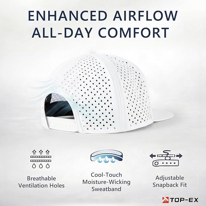 UvCoolix™ Flat Bill Golf Cap Water Resistant Breathable Snapback