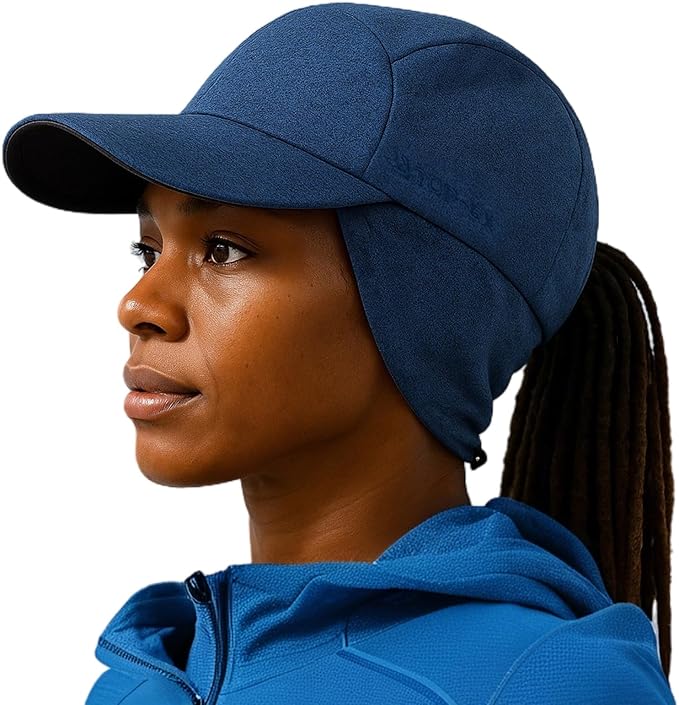 Ponytail Water-Repellent Earflap Winter Baseball Cap – Reflective Fleece-Lined Hat