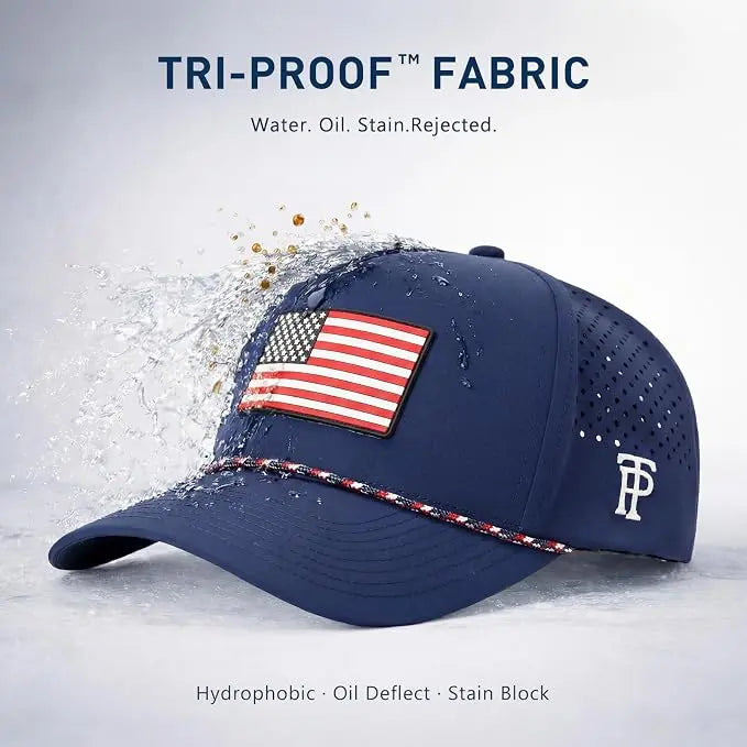 Navy American Flag Rope Golf Cap UVCoolix™ Snapback TOP-EX
