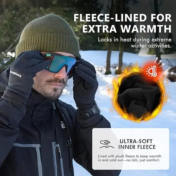 DryKnit™ x Polartec® Waterproof Merino Wool Beanie with Ear Flaps – Fleece Lined Winter Hat TOP-EX