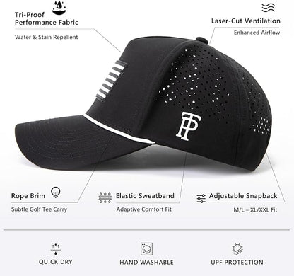 Black American Flag Rope Golf Cap UVCoolix™ Snapback
