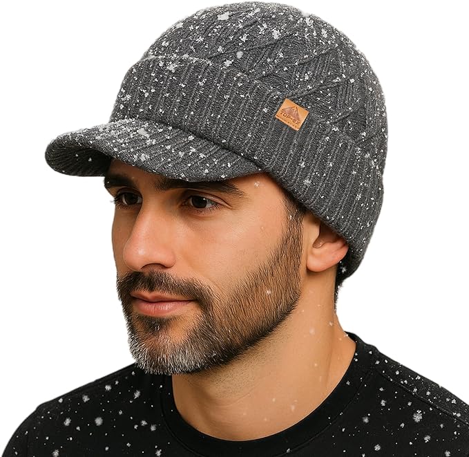 DryKnit™ Waterproof Merino Wool Beanie with Brim – Fleece Lined Winter Hat
