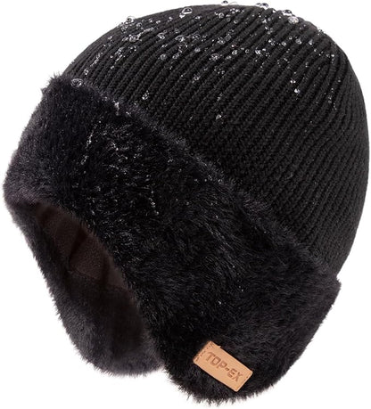 DryKnit™ Waterproof Merino Wool Beanie with Ear Flaps – Fleece Lined Winter Hat