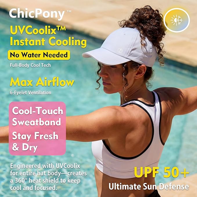 ChicPony™ UVCoolix Cooling Ponytail Cap UPF 50+