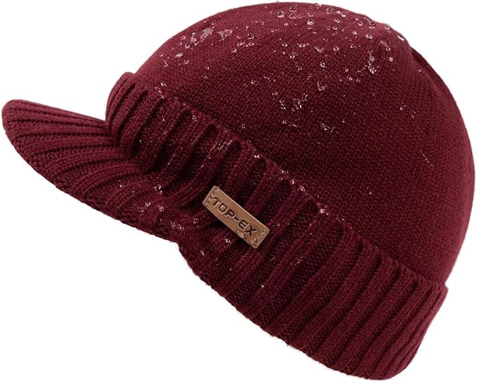 DryKnit™ Waterproof Merino Wool Beanie with Brim – Fleece Lined Winter Hat