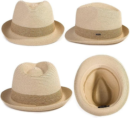 Oversized XS–XXXL Packable Panama Fedora Straw Sun Hat