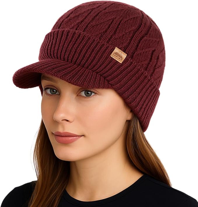 DryKnit™ Waterproof Merino Wool Beanie with Brim – Fleece Lined Winter Hat