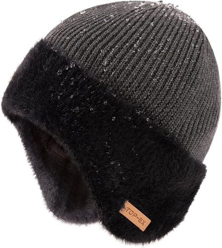 DryKnit™ Waterproof Merino Wool Beanie with Ear Flaps – Fleece Lined Winter Hat