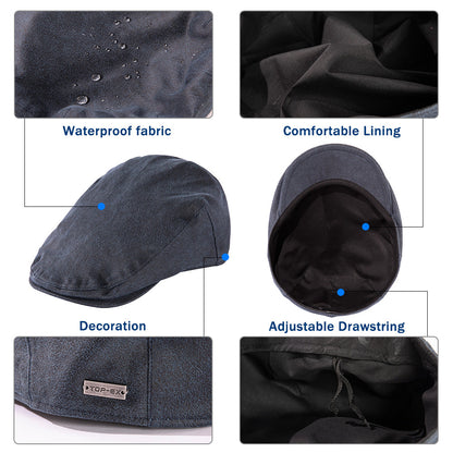 Waterproof Waxed Cotton Flat Cap M/L/XL/XXL/3XL TOP-EX