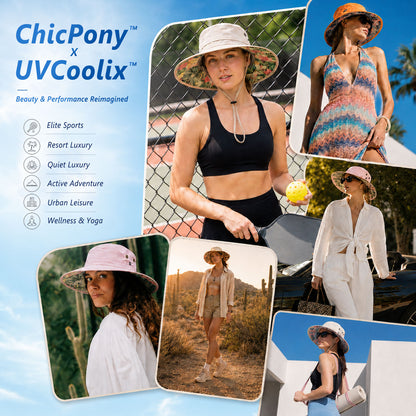 ChicPony™ UVCoolix Cooling Ponytail Bucket Sun Hat