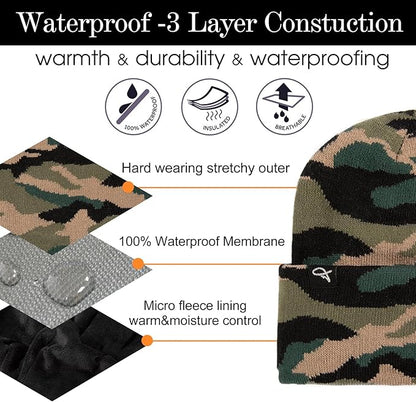 Noah WeatherGuard Waterproof Beanie – Fleece Lined Warm Winter Hat for Large Heads