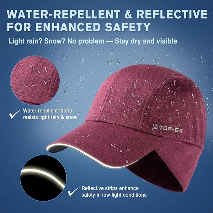 Water-Repellent Winter Baseball Cap with Ear Flap & Ponytail Hole