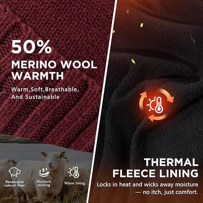 DryKnit™ Waterproof Merino Wool Beanie with Brim – Fleece Lined Winter Hat