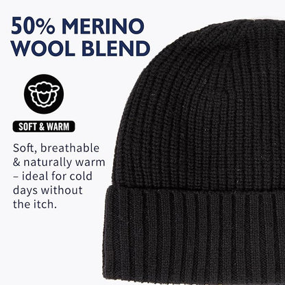 PolarWool™ 50% Merino Wool Fleece Lined Beanie Hat