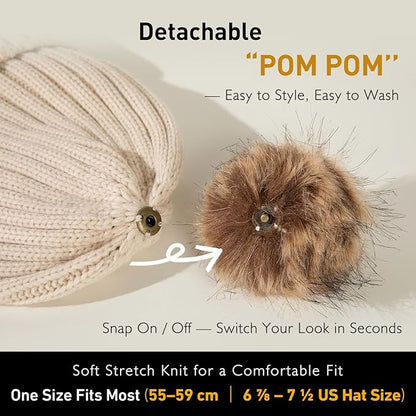 DryKnit™ Waterproof Pom Beanie – Fleece Lined Winter Hat