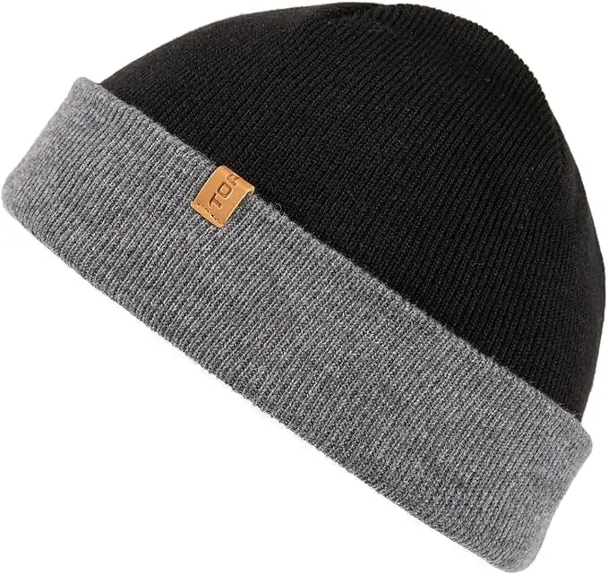 Merino Wool Fisherman Beanie Dual Layer Knit Hat Large Head Fit 80% Merino Wool Waffle Knit Fisherman Beanie Watch Cap Dual  main image 3